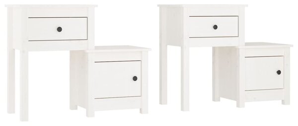 2 darab fehér tömör fenyőfa éjjeliszekrény 79,5 x 38 x 65,5 cm
