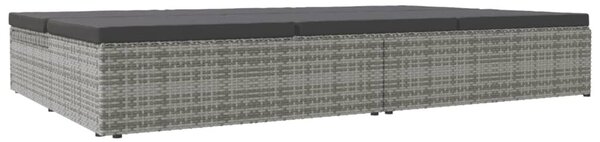 Sötétszürke polyrattan átalakítható napozóágy párnákkal