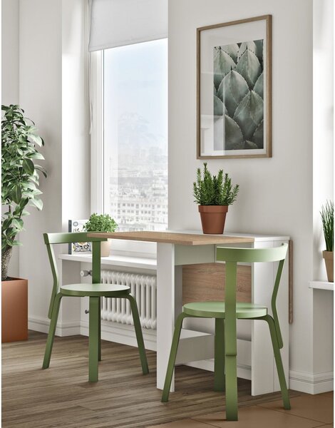 Bővíthető étkezőasztal tölgyfa dekoros asztallappal 76x28 cm Papillon – TemaHome