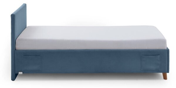 Kék kárpitozott ágyneműtartós gyerekágy ágyráccsal 90x200 cm Cool – Meise Möbel