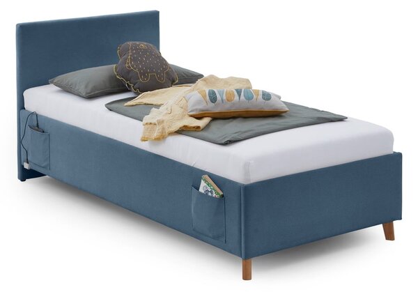 Kék kárpitozott ágyneműtartós gyerekágy ágyráccsal 90x200 cm Cool – Meise Möbel