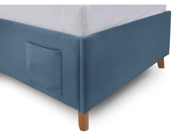 Kék kárpitozott ágyneműtartós gyerekágy ágyráccsal 90x200 cm Cool – Meise Möbel