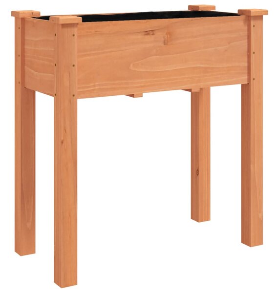 Barna tömör fenyőfa kerekes ültetőláda béléssel 71 x 37 x 80 cm