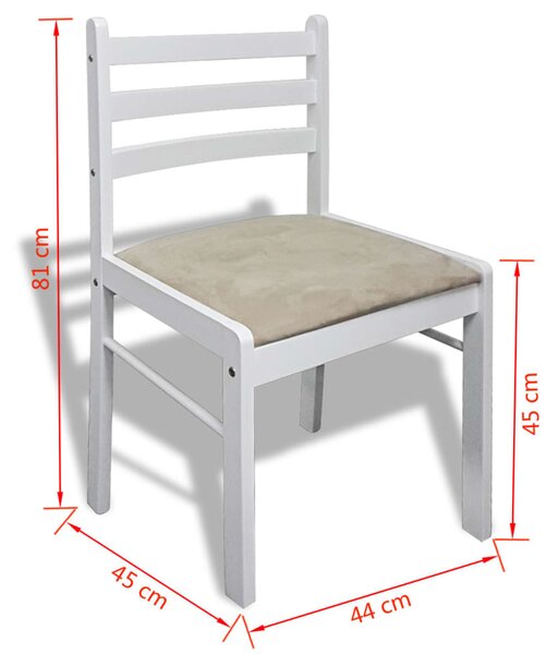 6 db fehér tömör fa és bársony étkezőszék