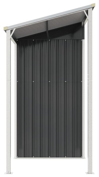 Antracitszürke fészer meghosszabbított tetővel 277x110,5x181 cm