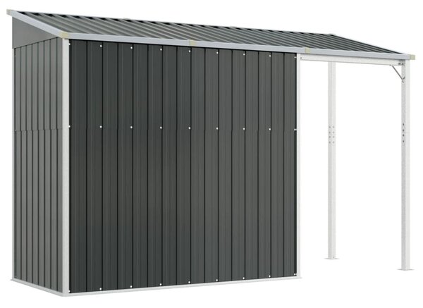 Antracitszürke fészer meghosszabbított tetővel 277x110,5x181 cm