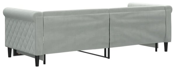 Világosszürke kihúzható szövet heverő 80 x 200 cm