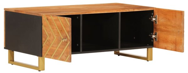 Barna és fekete tömör mangófa dohányzóasztal 100 x 54 x 40 cm