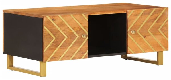 Barna és fekete tömör mangófa dohányzóasztal 100 x 54 x 40 cm