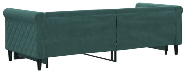 Sötétzöld kihúzható bársony heverő 80 x 200 cm