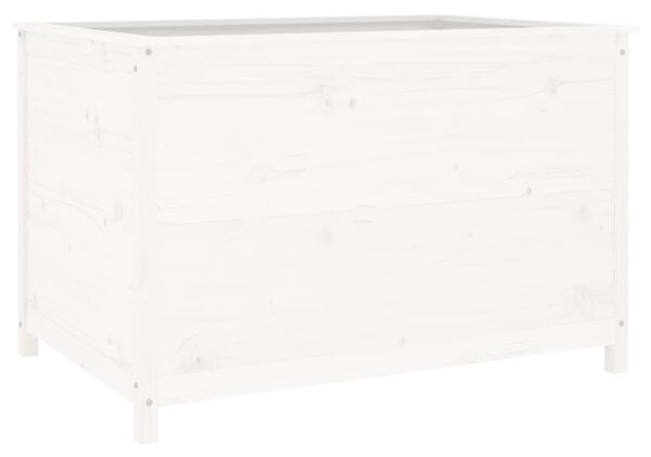 Fehér tömör fenyőfa kerti magaságyás 119,5 x 82,5 x 78 cm