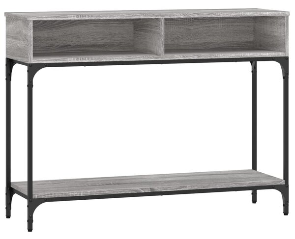 Szürke sonoma színű szerelt fa konzolasztal 100 x 30,5 x 75 cm