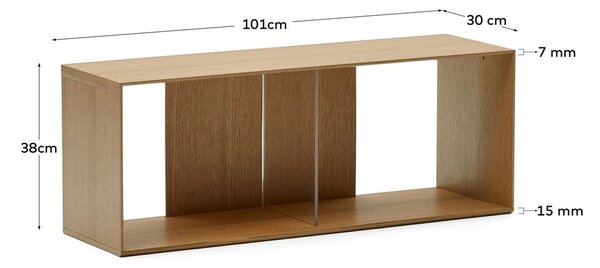 Natúr színű moduláris polcrendszer tölgyfa dekorral 101x38 cm Litto – Kave Home