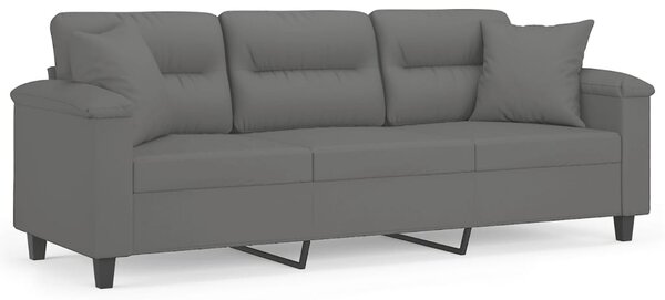 3 személyes sötétszürke mikroszálas kanapé párnákkal 180 cm