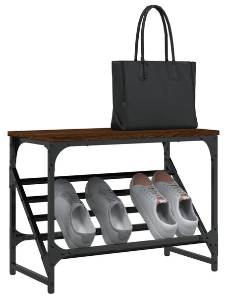 Barna tölgyszínű szerelt fa cipőtartó 60x30x45 cm