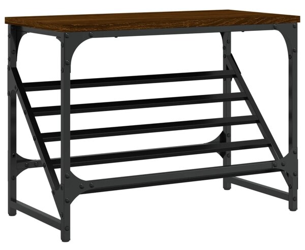 Barna tölgyszínű szerelt fa cipőtartó 60x30x45 cm