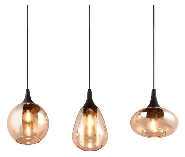 Fekete-narancssárga függőlámpa üveg búrával Lumina – Trio