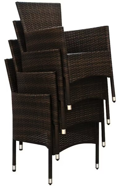 Casaria® Berlin 1+8 polyrattan kerti bútor szett - barna