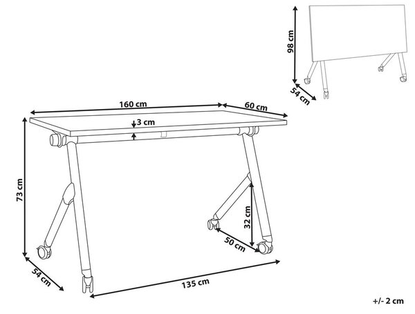 Összecsukható íróasztal BENDI Sötétbarna 160 cm 60 cm