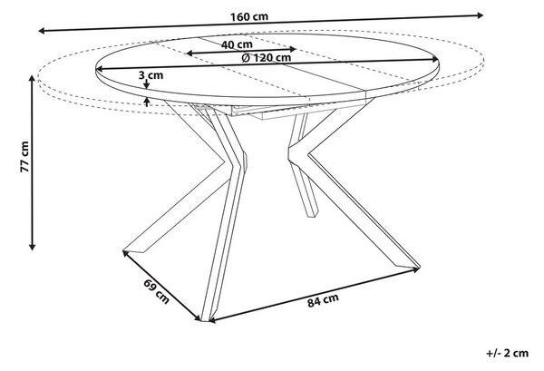 Kihúzható étkezőasztal CARLEA Világosbarna 120/160 cm 120 cm