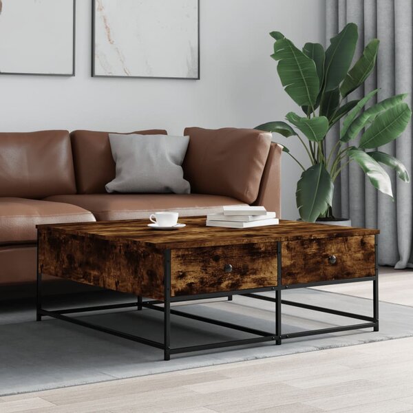 Füstös tölgy színű szerelt fa dohányzóasztal 100 x 99 x 40 cm