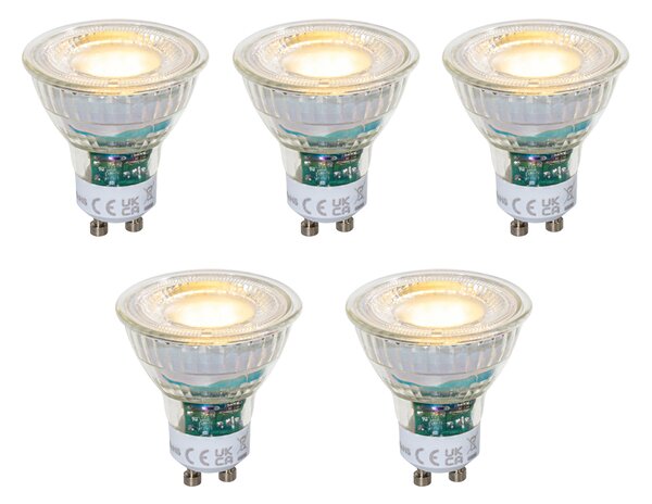 5 darabos GU10 50 mm-es dimmelhető LED izzókészlet átlátszó 2,5 W 450 lm 2700K