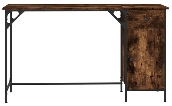 Füstös tölgy színű szerelt fa számítógépasztal 131 x 48 x 75 cm