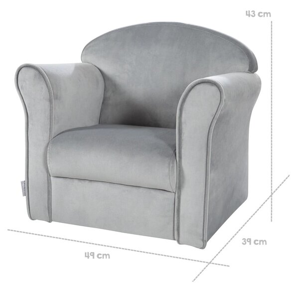 Világosszürke bársony gyerek fotel Lil Sofa – Roba
