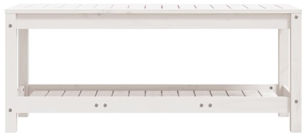 Fehér tömör fenyőfa kerti pad 108x35x45 cm