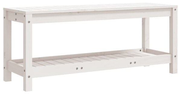 Fehér tömör fenyőfa kerti pad 108x35x45 cm