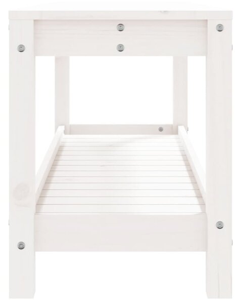 Fehér tömör fenyőfa kerti pad 108x35x45 cm