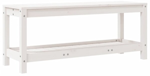 Fehér tömör fenyőfa kerti pad 108x35x45 cm
