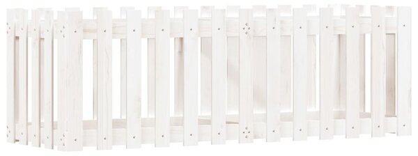 Fehér tömör fenyőfa kerti magaságyás kerítéssel 150x50x50 cm