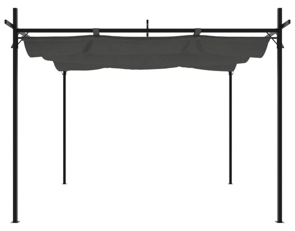 Antracitszürke pergola behúzható tetővel 295 x 292 x 230 cm