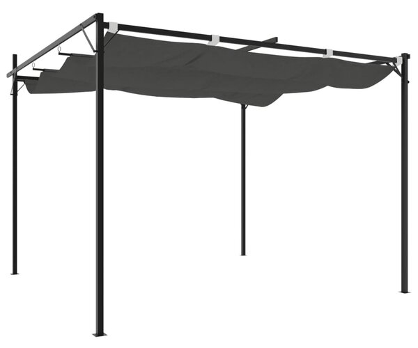 Antracitszürke pergola behúzható tetővel 295 x 292 x 230 cm