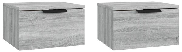 2 db szürke sonoma falra szerelhető éjjeliszekrény 34x30x20 cm