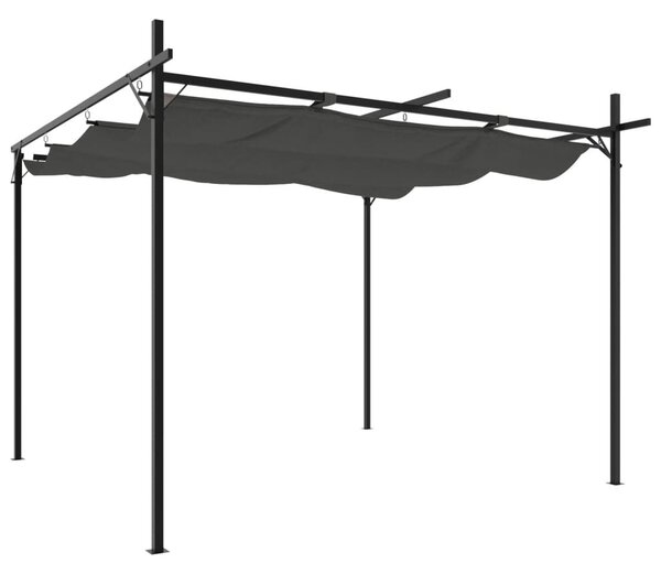 Antracitszürke pergola behúzható tetővel 295 x 292 x 230 cm