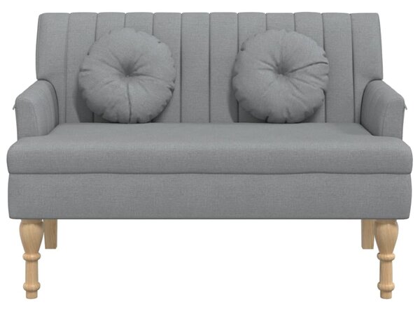 Világosszürke szövetpad párnákkal 113x64,5x75,5 cm
