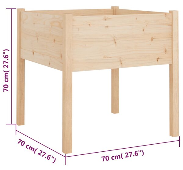 Tömör fenyőfa kerti virágtartó 70 x 70 x 70 cm