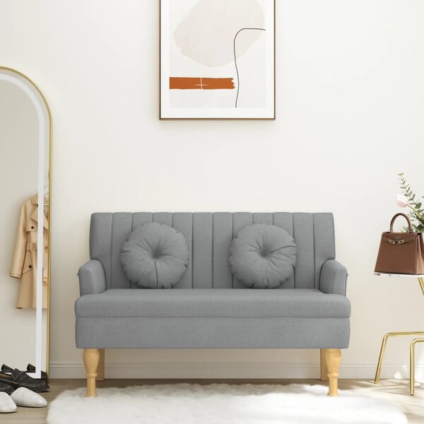 Világosszürke szövetpad párnákkal 113x64,5x75,5 cm