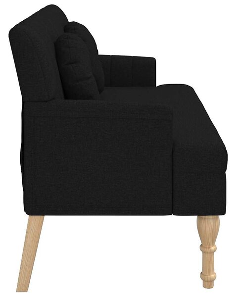 Fekete szövetpad párnákkal 113x64,5x75,5 cm