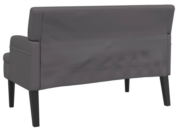 Szürke műbőr pad háttámlával 112x65,5x75 cm