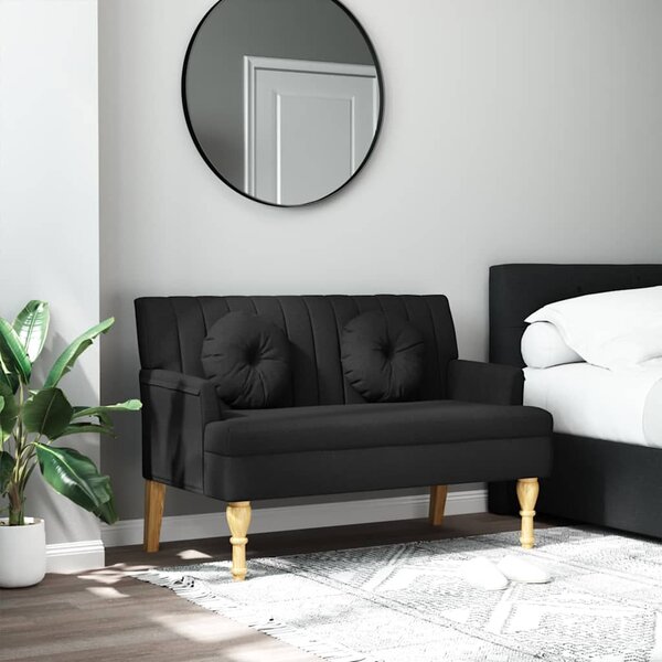 Fekete szövetpad párnákkal 113x64,5x75,5 cm