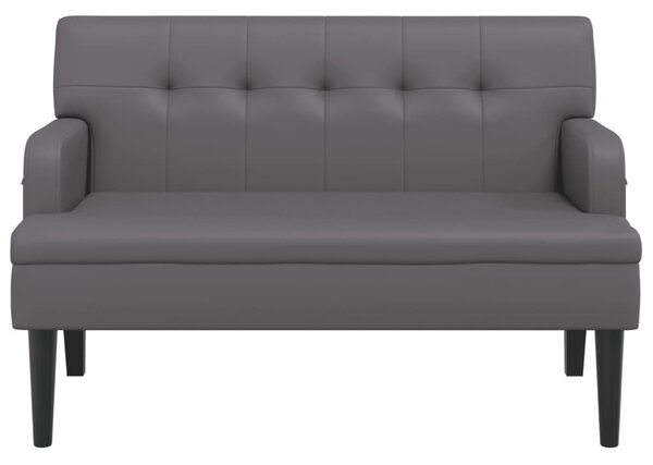 Szürke műbőr pad háttámlával 112x65,5x75 cm