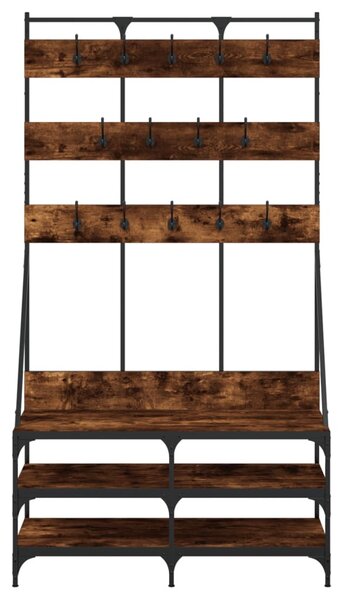 Füstös tölgy színű ruhafogas cipőpolccal 100x40x184 cm