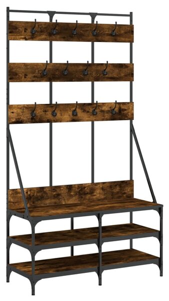 Füstös tölgy színű ruhafogas cipőpolccal 100x40x184 cm