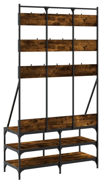 Füstös tölgy színű ruhafogas cipőpolccal 100x40x184 cm