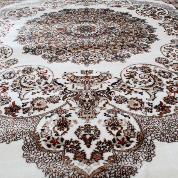 Gépi perzsa szőnyeg bézs barna Isfahan 160x230 klasszikus nappali szőnyeg