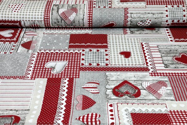 Pamut párnahuzat piros patchwork