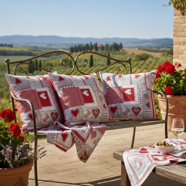 Pamut párnahuzat piros patchwork